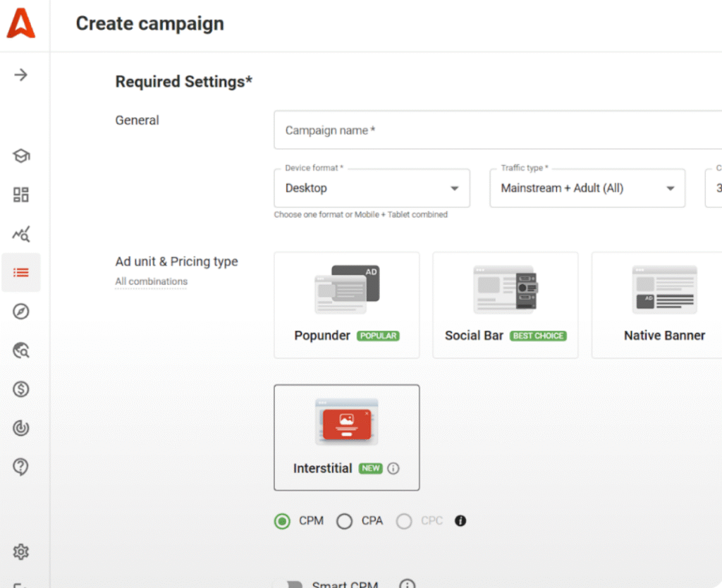 Adsterra Interstitial ads – full-screen ad format for desktop and mobile with high CTR