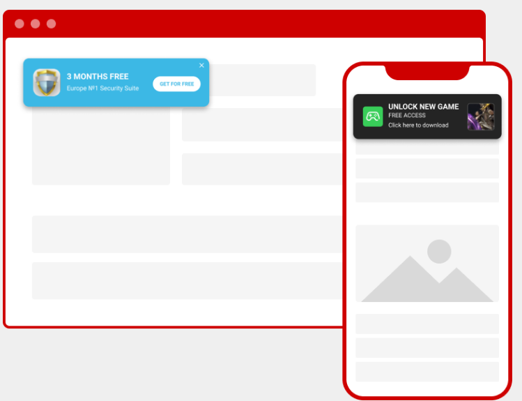 Adsterra In-Page Push ads – notification-style ads compatible with iOS, Android, and desktop browsers