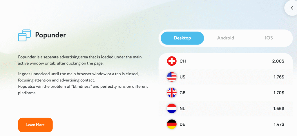 Clickadu CPM rates by country – USA, Europe, Asia and Tier-3 GEO earnings