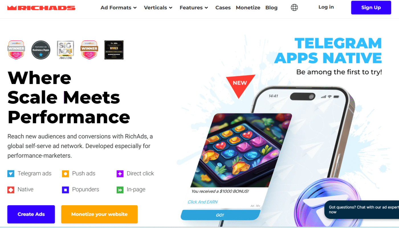 RichAds review showing features, ad formats, targeting, and campaign optimization tools for affiliates.