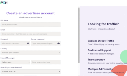 AdMaven dashboard showing campaign setup, targeting, and optimization tools for push and popunder ad campaigns