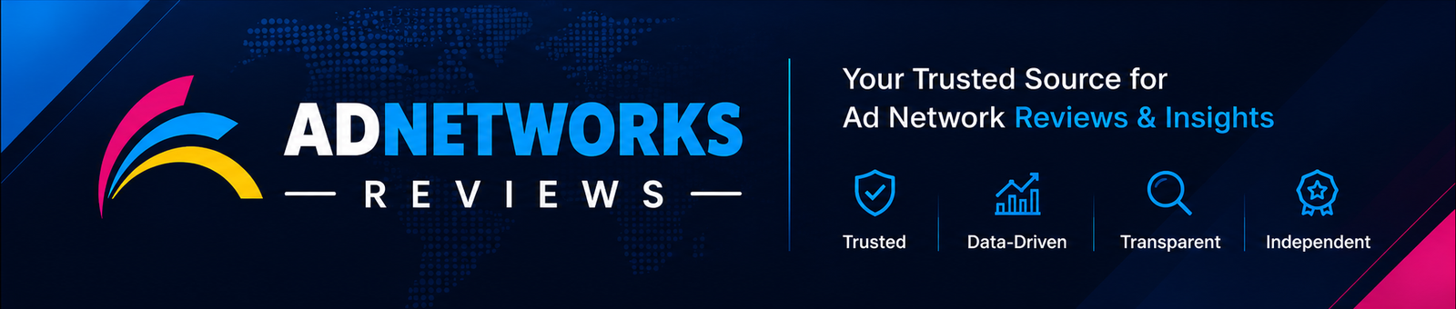 Professional Ad Networks Reviews banner showcasing trusted ad network reviews, CPM insights, payment proof, and publisher monetization guides
