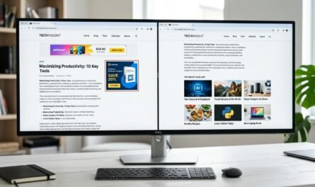 Split-screen comparison showing display banner ads on left and native content recommendation widget on right, clean mode